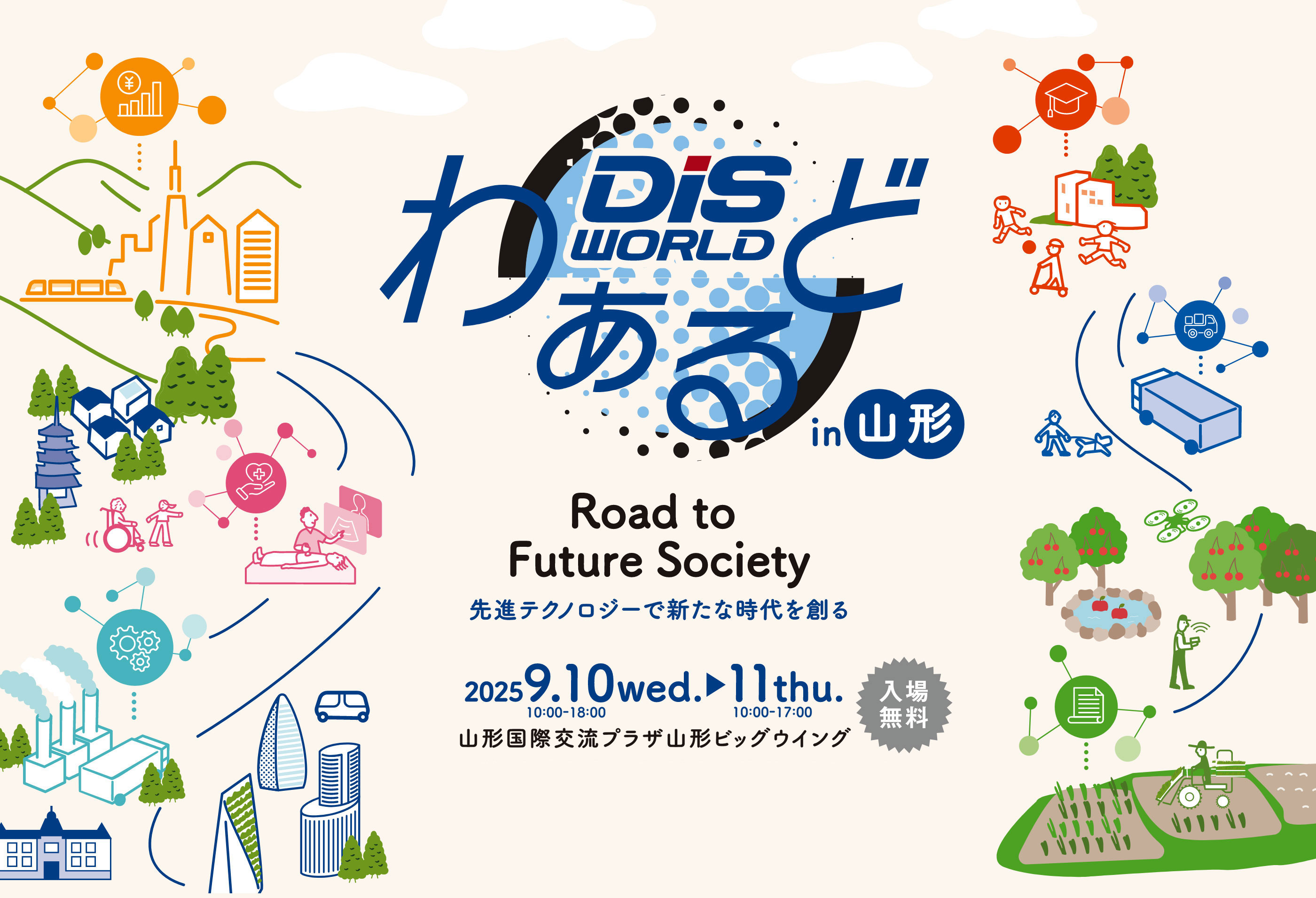 ダイワボウ情報システムが総力を挙げてお届けするICTの総合イベント DiSわぁるど2025 in 長崎 入場無料 Open Our New Digital World Road to Future Society 先進テクノロジーで新たな時代を創る 2025.12/11[WED]・12[THU] 1日目/10:00-18:00 2日目/10:00-17:00 出島メッセ長崎 長崎県長崎市尾上町4-1